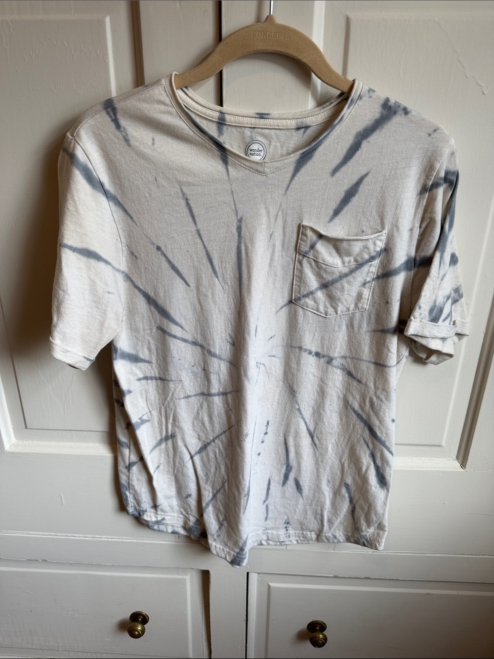 wonder nation White & Gray Tie-Dye Pocket Tee